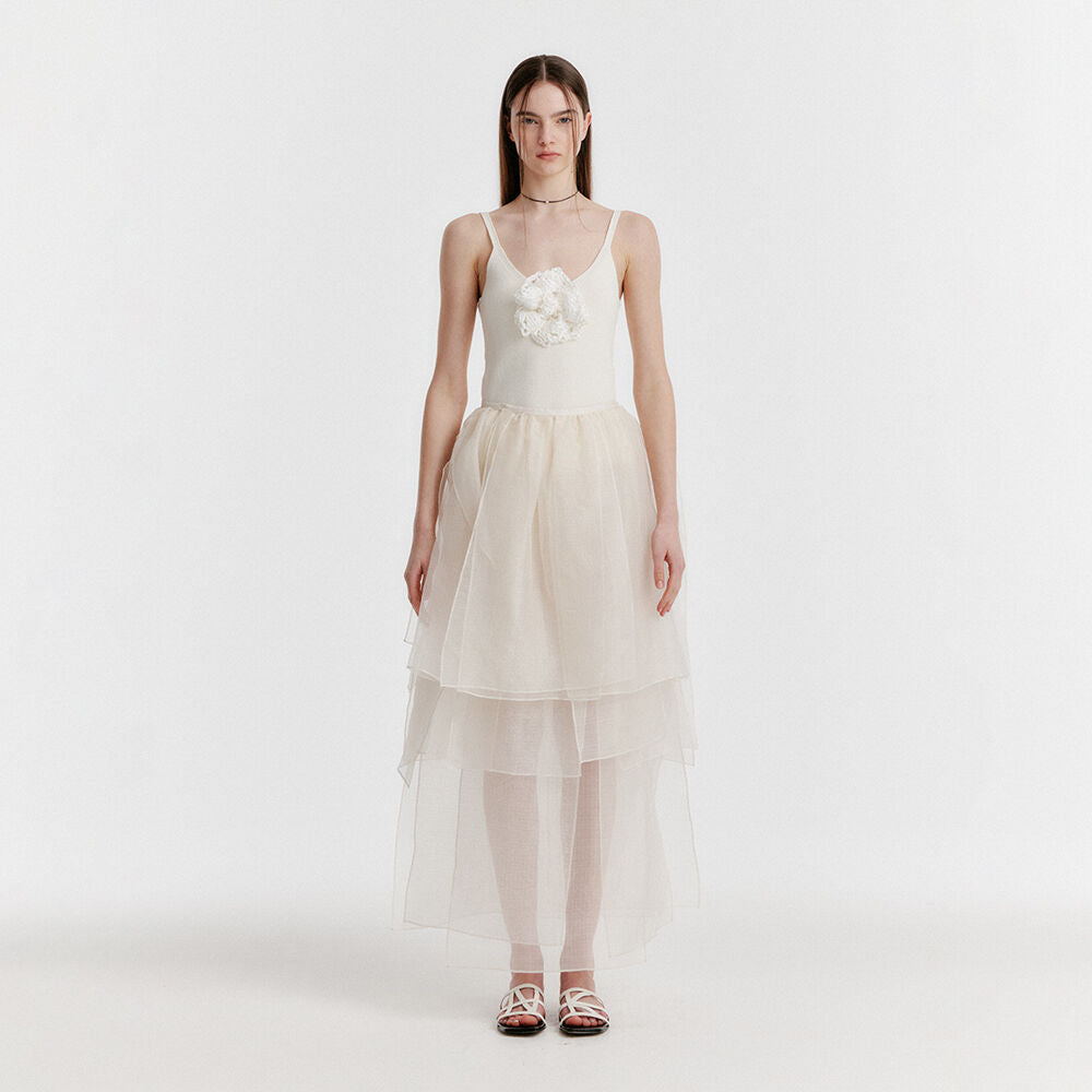 EENK YET Triple Layered Long Skirt - OIvory