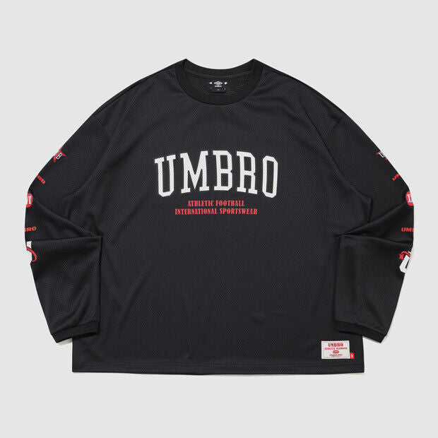 UMBRO Chant Mesh Graphic Logo Long Sleeve T-Shirt Black UR321CRL71