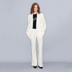 YCH DOUBLE-BREASTED RIBBED JACKET CREAM (W23JK111CR)