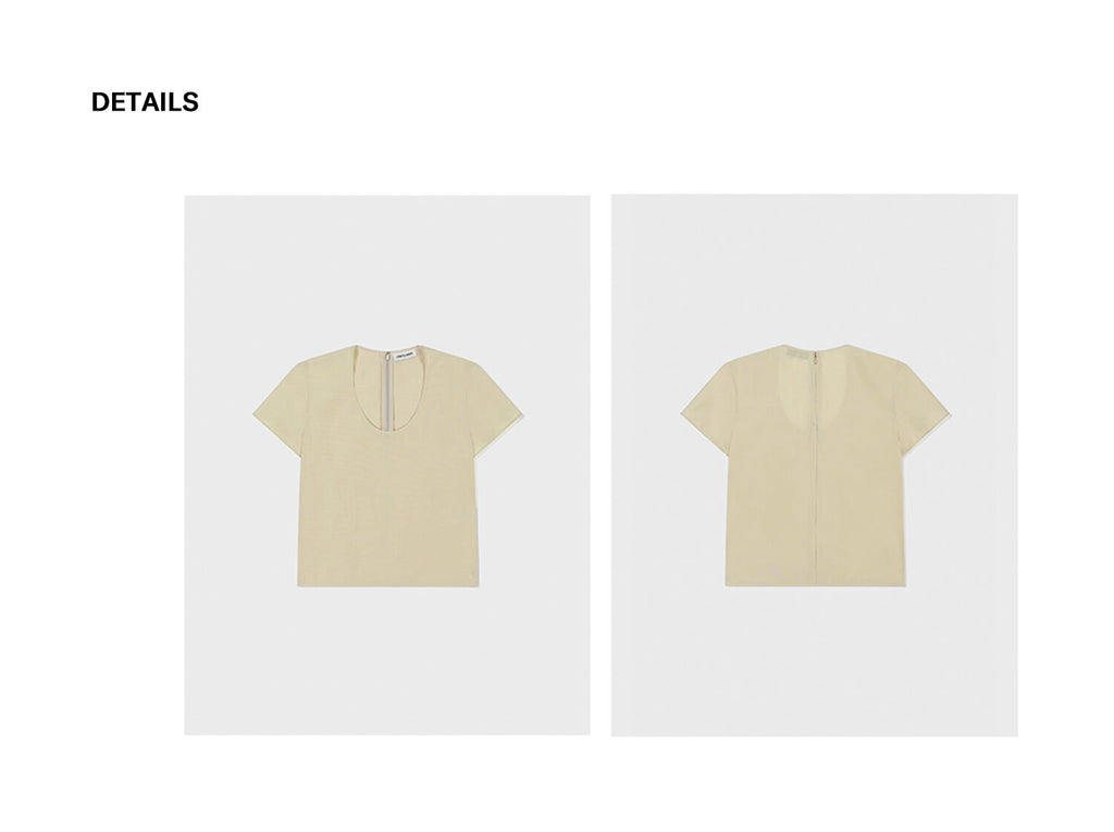 LOW CLASSIC U-NECK LOGO BLOUSE_BEIGE_LW251BL04BE