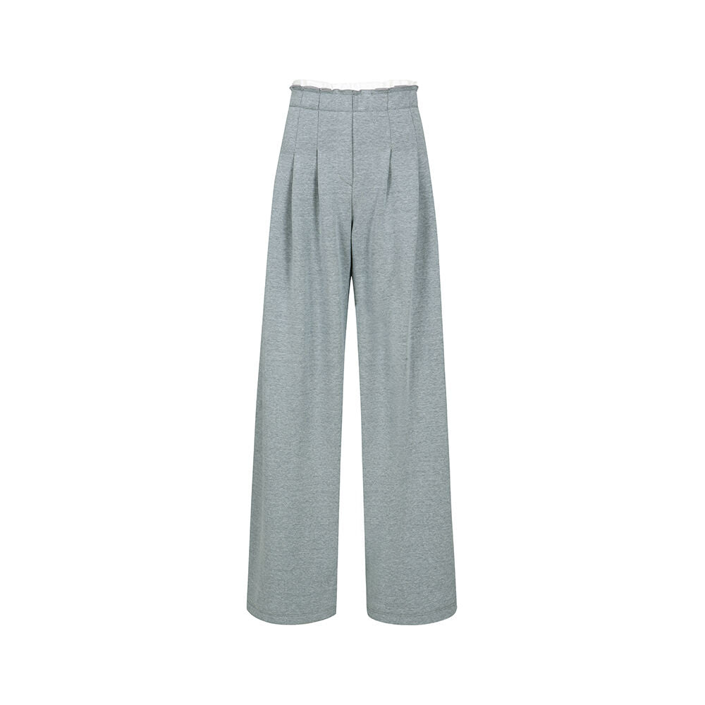 YCH HIGH-WAISTED STRAIGHT-LEG TROUSERS GREY (F24PT4131GY)
