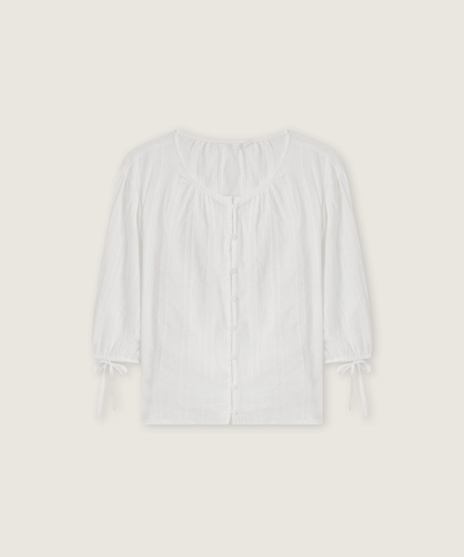 ROEM Three-quarter sleeve crop blouse (White) RMBLG37RT2
