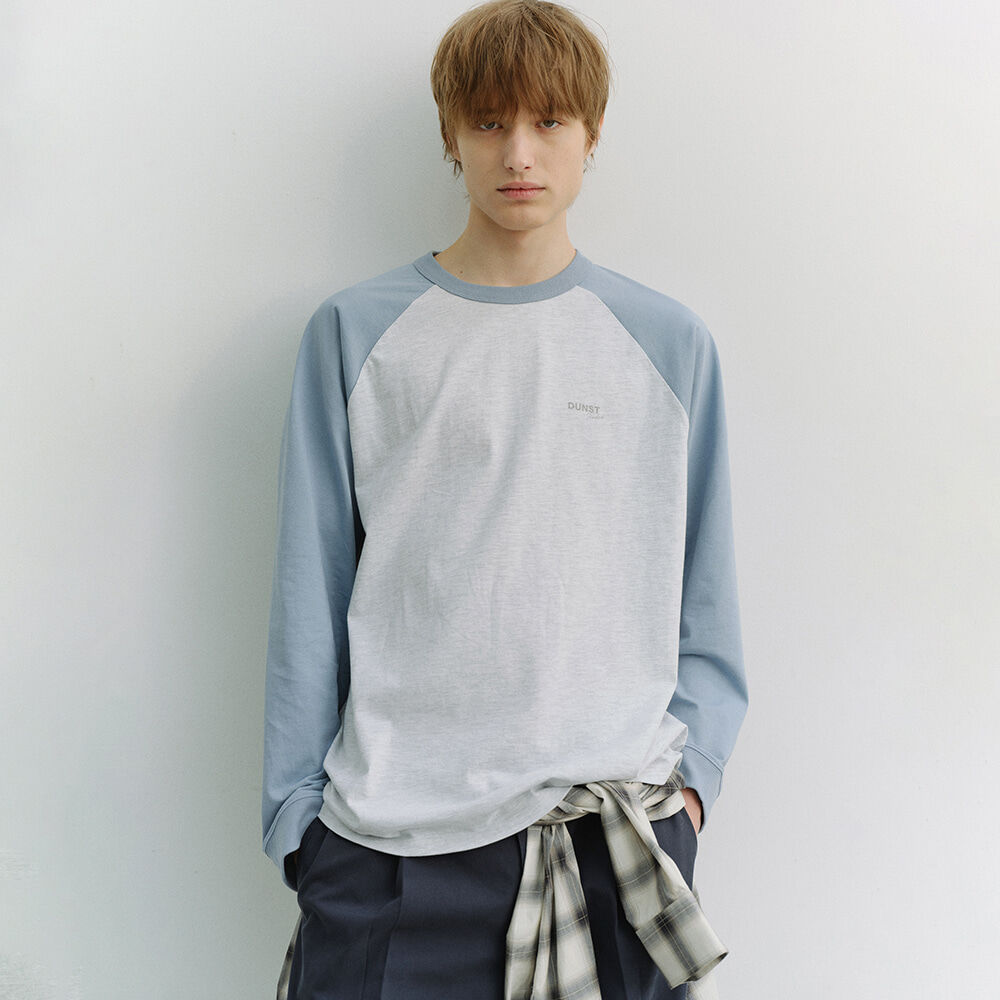 DUNST UNISEX RAGLAN T-SHIRT SKY BLUE LIGHT MELANGE GREY_UDTS6A116B1