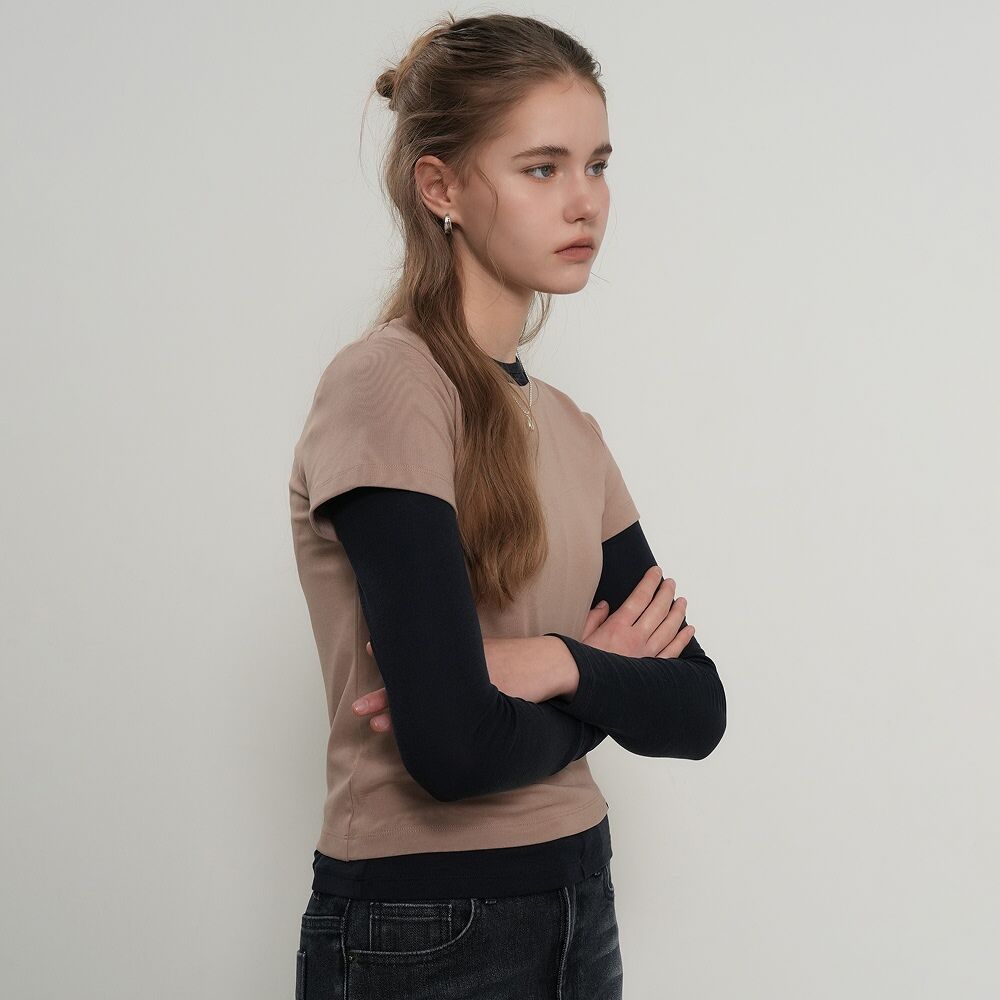 GENERAL IDEA WOMAN Soft Slim Fit T-Shirt [BEIGE] / WBE3L01503