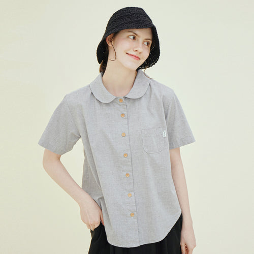 CHIQUITA 8th_Oxford round shirt black 242301SBK (domestic production)