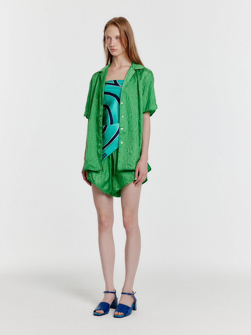 EENK YINDA Short Sleeve Jacquard Shirt - Green