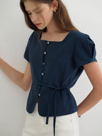 MOMET Ezz Linen Blouse Jacket Navy
