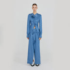EENK ZAZZE Front Slit Straight Skirt - Blue
