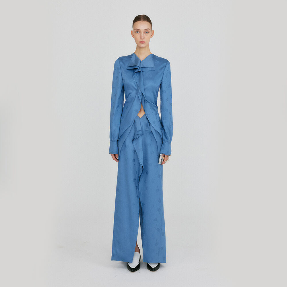 EENK ZAZZE Front Slit Straight Skirt - Blue