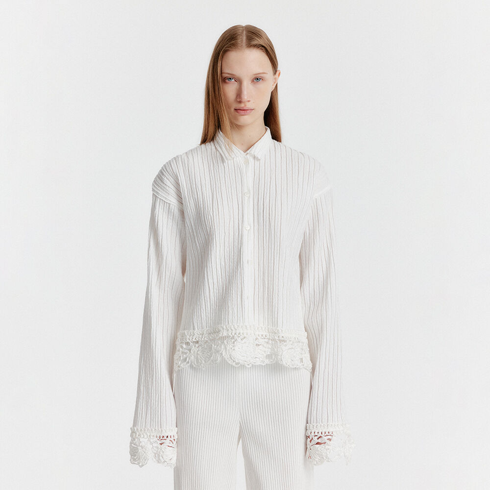 EENK YESSITA Lace-trim Pleats Shirt - White