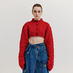 EENK EENK XILI Cable Knit Crop Cardigan - Red