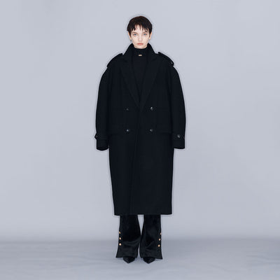 DOUBLE-BREASTED COAT BLACK (W23OT005BK)