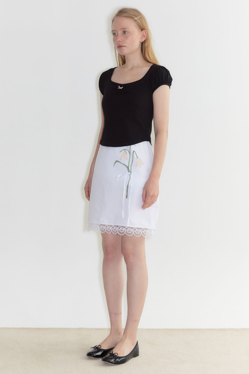 SINOON Round Shirring T-Shirt (Black)