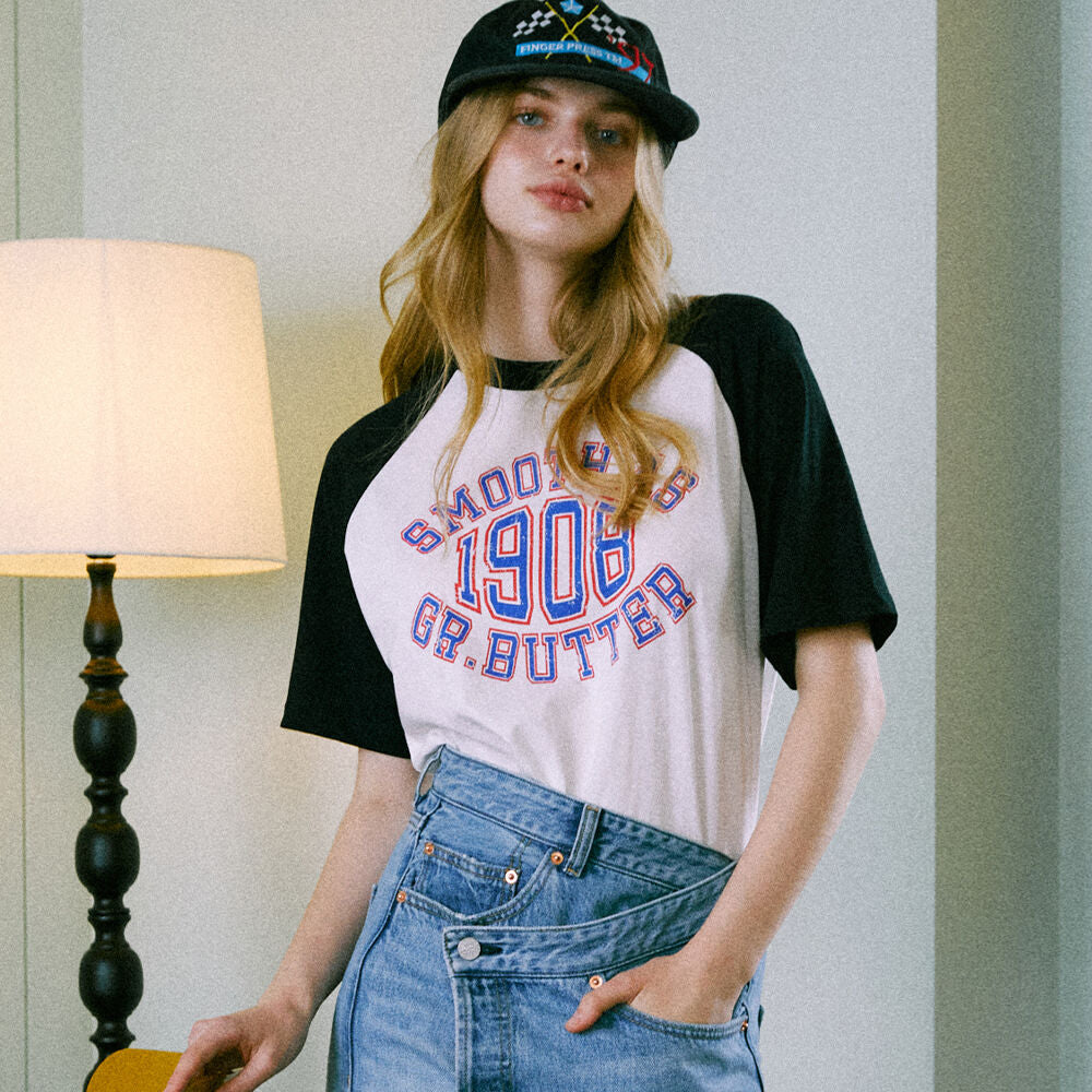 GREENBUTTER 1908's Club Logo Raglan Tee (Black)