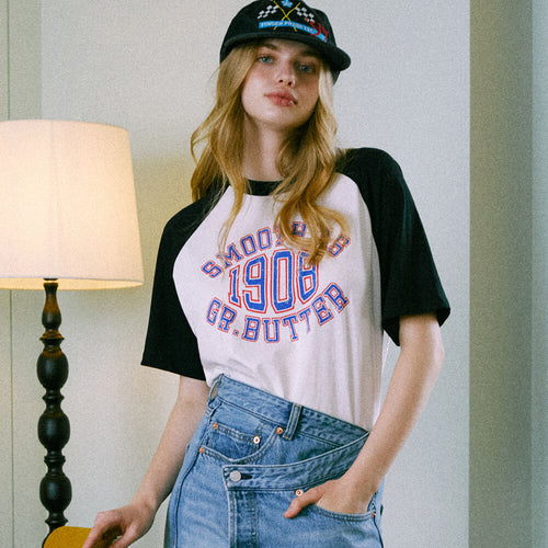 GREENBUTTER 1908's Club Logo Raglan Tee (Black)