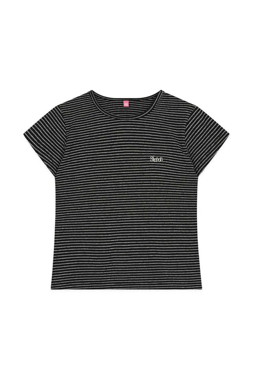 SINOON Stripe Cap Sleeve T-shirt (Black)