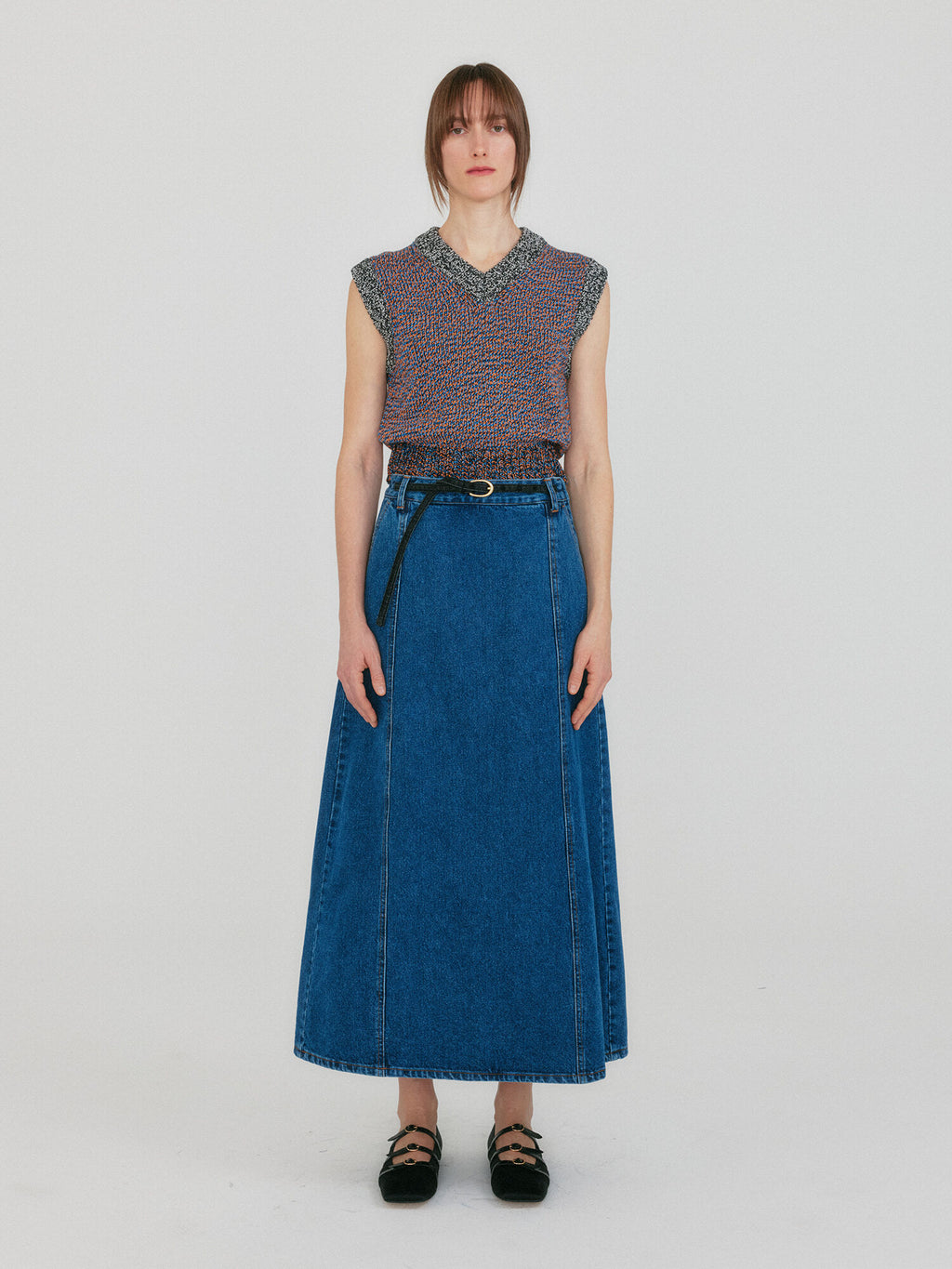 EENK ZIKKI V-neck Knit Vest - Orange/Blue Multi