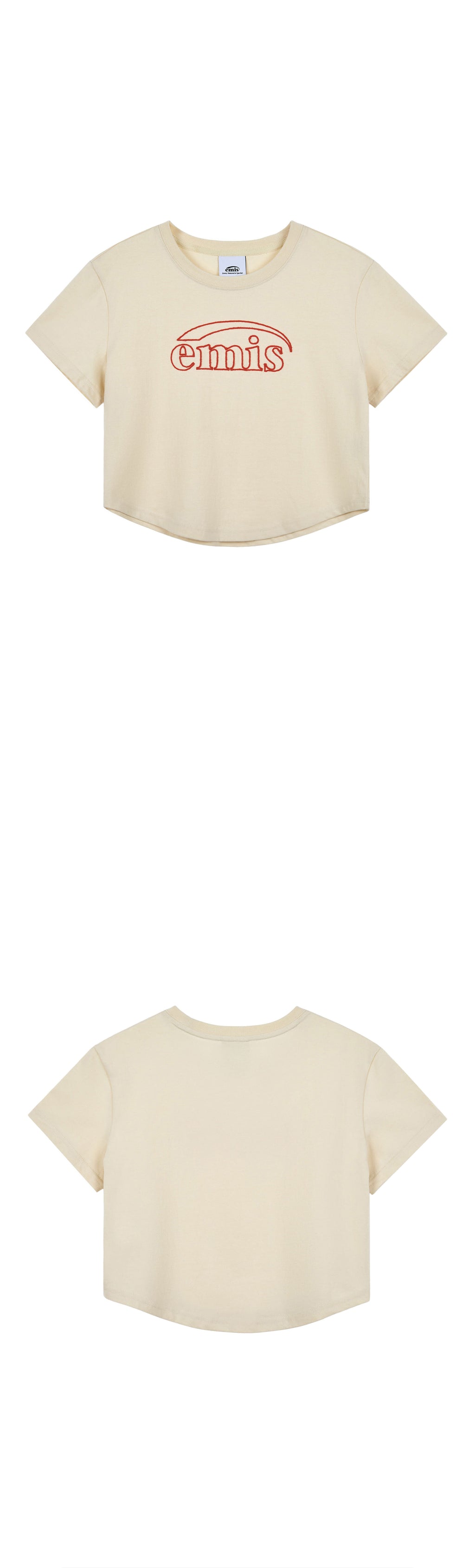 EMIS CHAIN STITCH T-SHIRT-BEIGE/RED