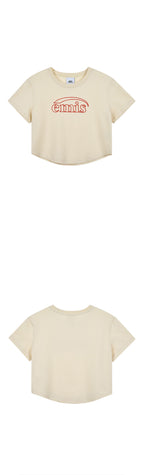 EMIS CHAIN STITCH T-SHIRT-BEIGE/RED