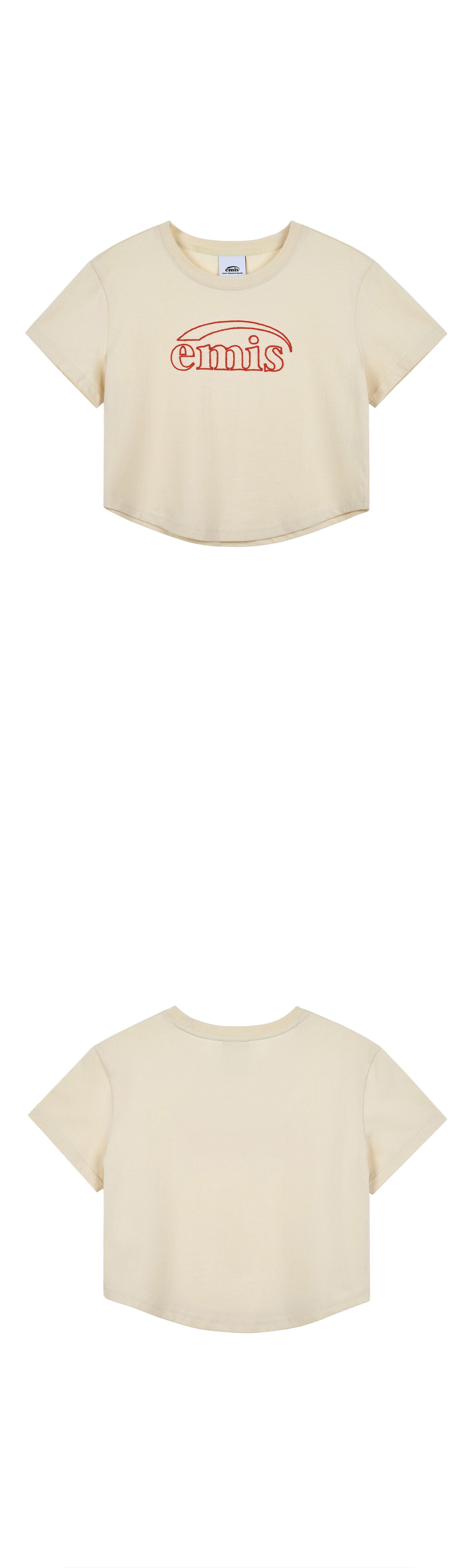 EMIS CHAIN STITCH T-SHIRT-BEIGE/RED