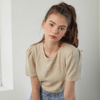 YUPPE LINEN SHIRRING SHIRT_BEIGE