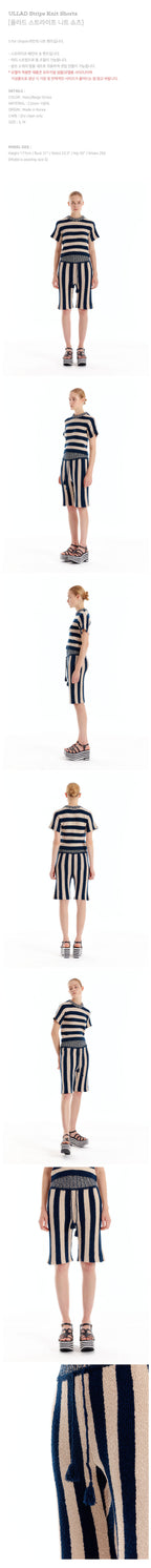 EENK ULLAD Stripe Knit Shorts - Navy/Beige Stripe