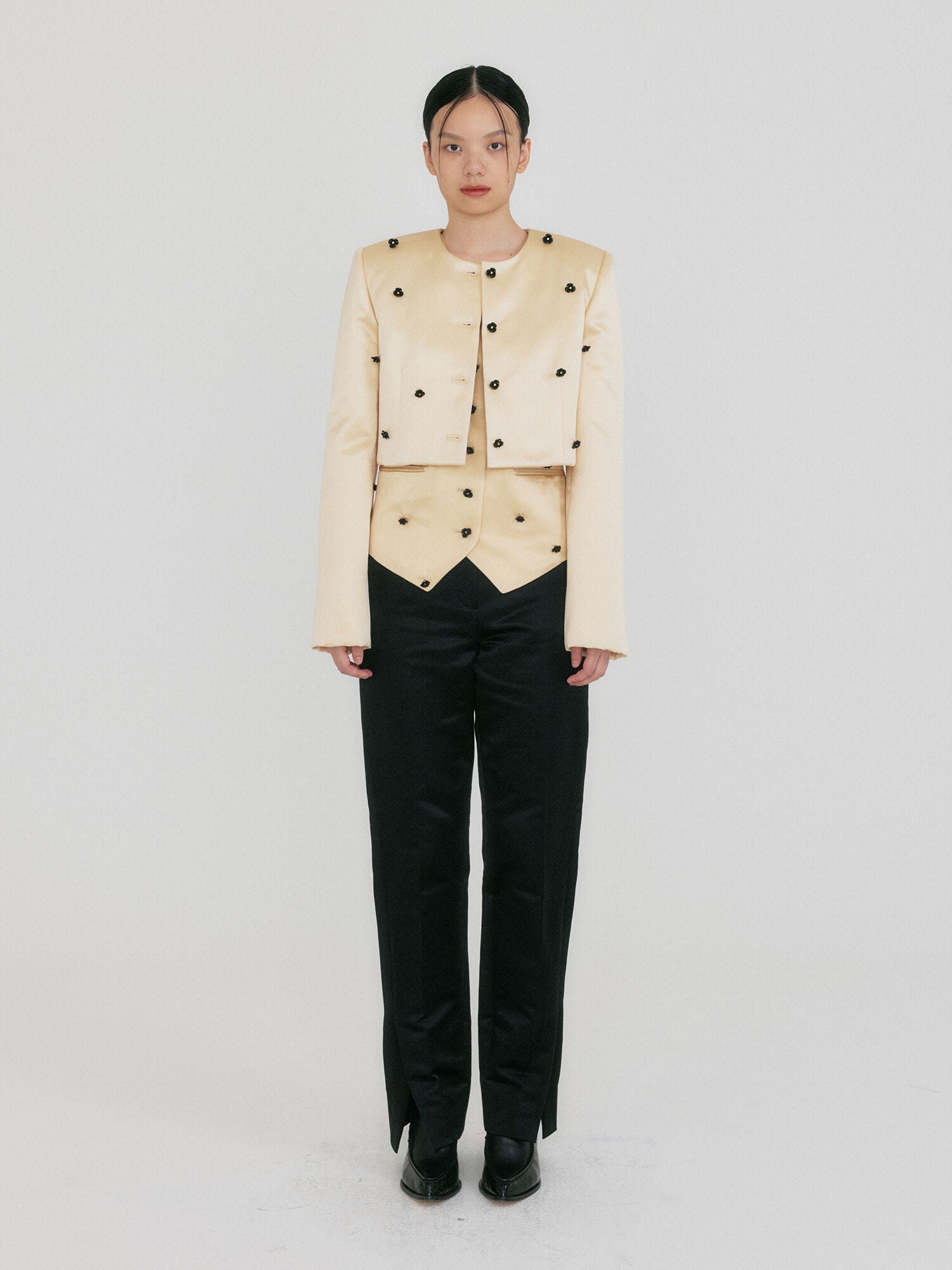 EENK ZROEL Flower Cropped Jacket - Yellow