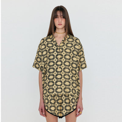 WENNA Patterned Silk Shirt - Beige Multi