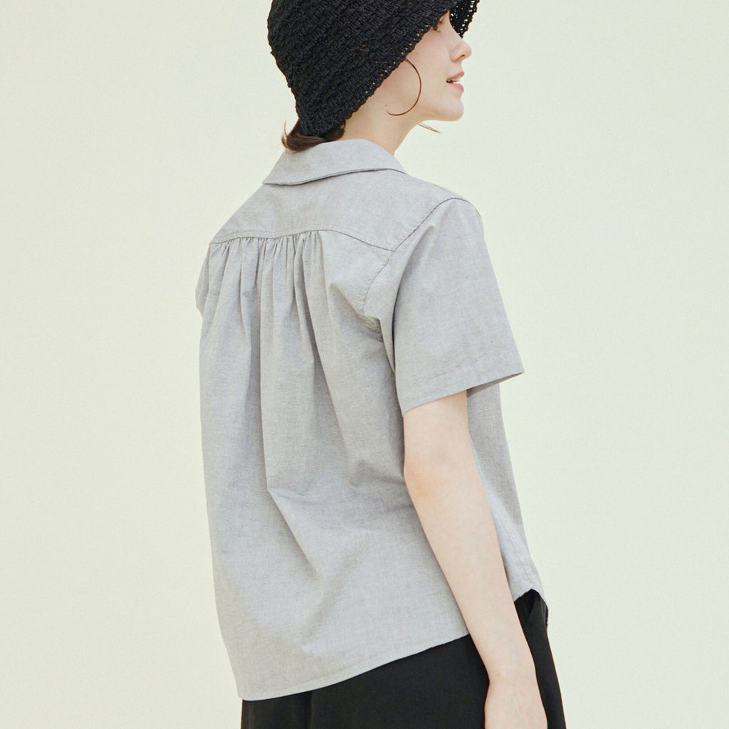 CHIQUITA 8th_Oxford round shirt black 242301SBK (domestic production)