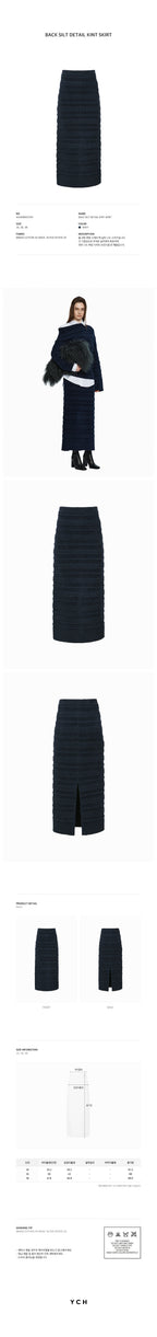 YCH BACK SILT DETAIL KINT SKIRT NAVY (W24KB9021NV)