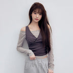 rolarola NUBASIC LAYERED SLEEVELESS SET GY+CH