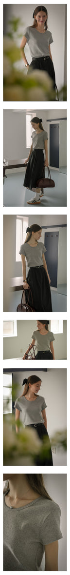KNOWN BETTER [Add size] Floral eyelet romantic T-shirt_Gray
