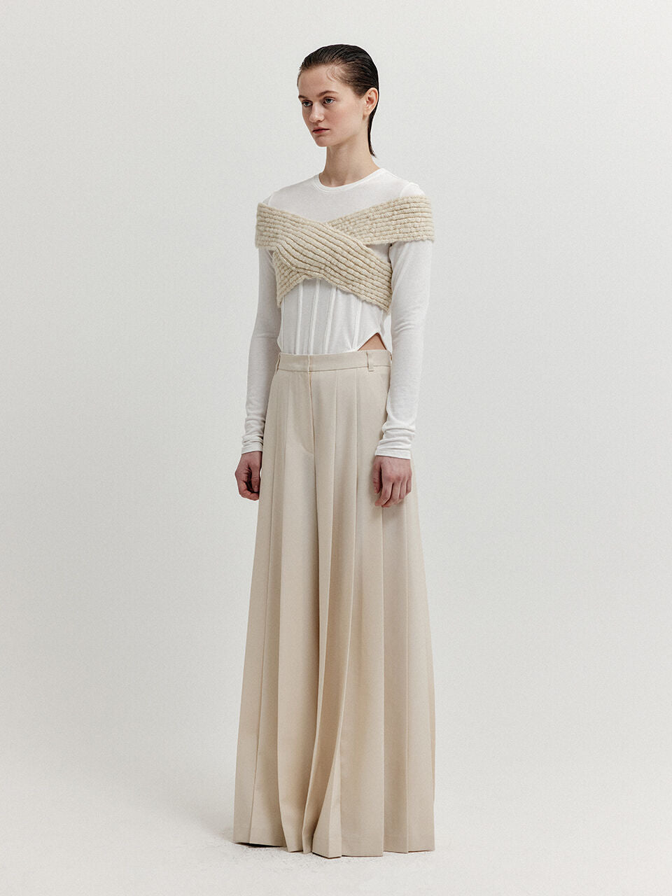 EENK EENK XIOLETTA Cross Knit Top - Ivory