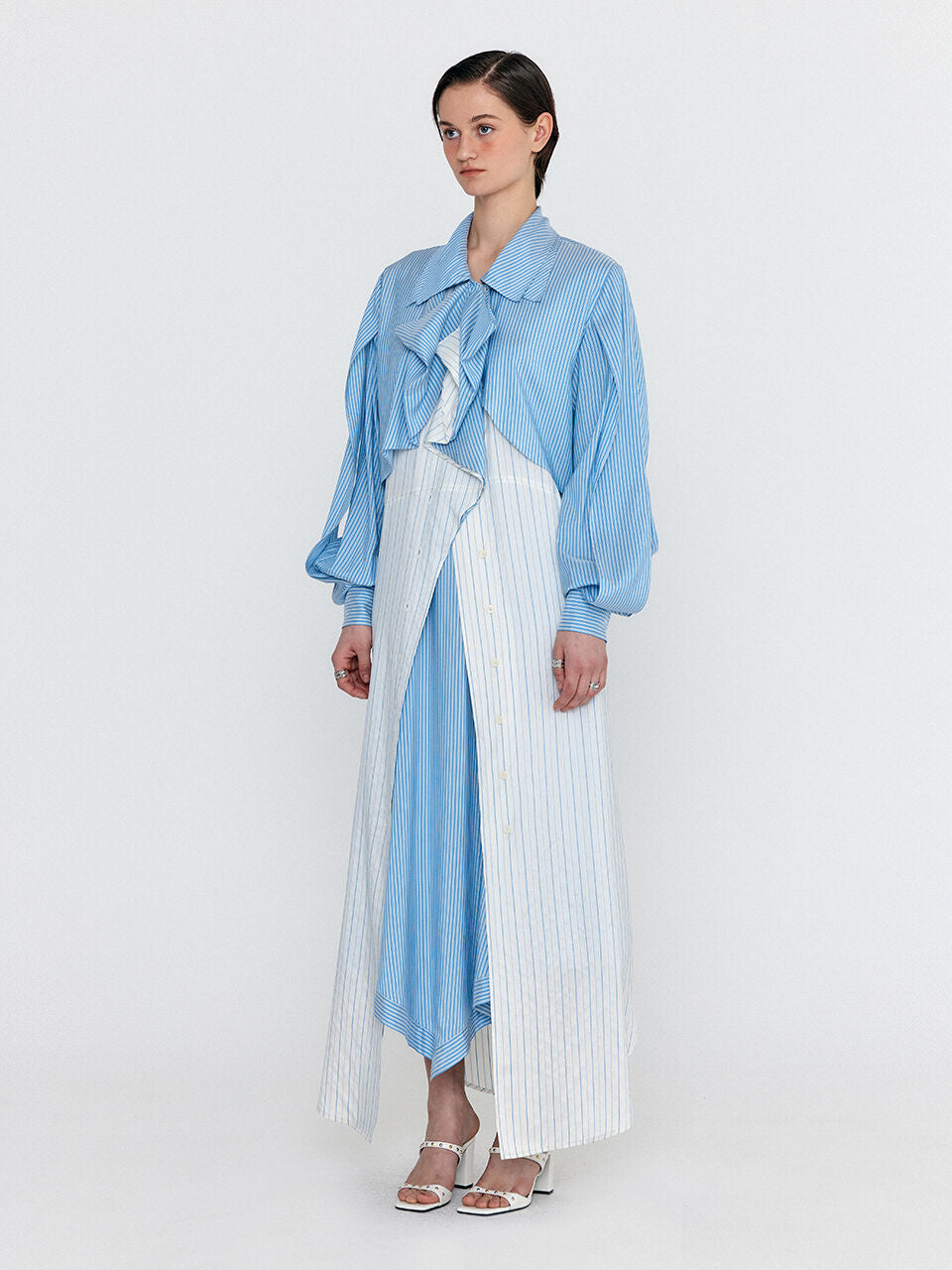 EENK EENK WIANA Shirt Dress - Skyblue/Ivory Stripe