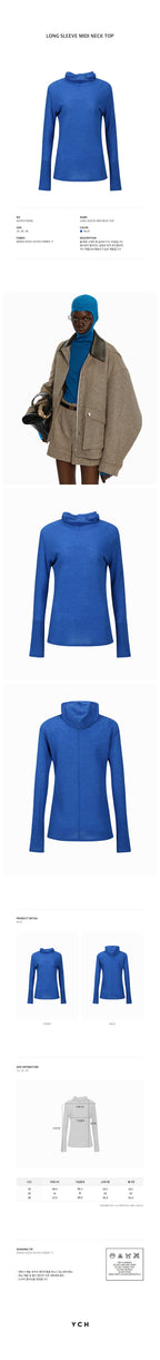 YCH LONG SLEEVE MIDI NECK TOP BLUE (W24TS11081BL)