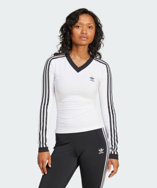 ADIDAS ADIDAS V-neck Long Sleeve Shirt - White