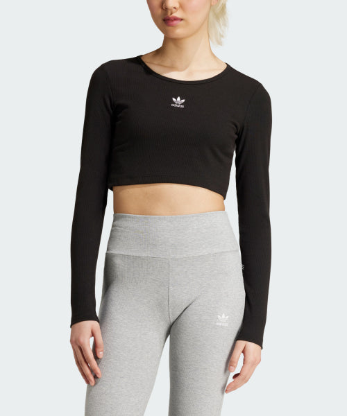 ADIDAS ADIDAS Essential Lip Crop Long Sleeve Tee - Black
