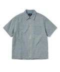 THISISNEVERTHAT THISISNEVERTHAT Damaged Denim Zip Shirt Washed Blue