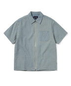 THISISNEVERTHAT THISISNEVERTHAT Damaged Denim Zip Shirt Washed Blue