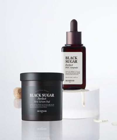 SKINFOOD Black Sugar Perfect First Serum Pads 60 sheets & Paha Ampoule