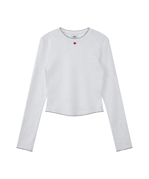 EMIS EMIS T-Shirt Mini Corsage Sleeve Top - Light Gray