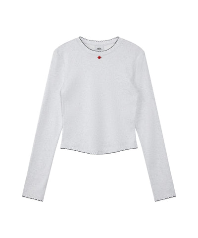 EMIS T-Shirt Mini Corsage Sleeve Top - Light Gray