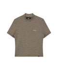 EMIS EMIS T-Shirt Mock Neck Stripe Brown