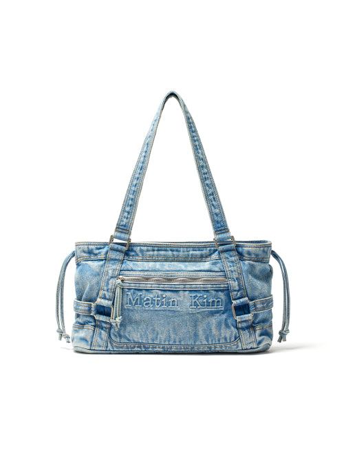 MATIN KIM MATIN WASHED DENIM SQUARE BAG