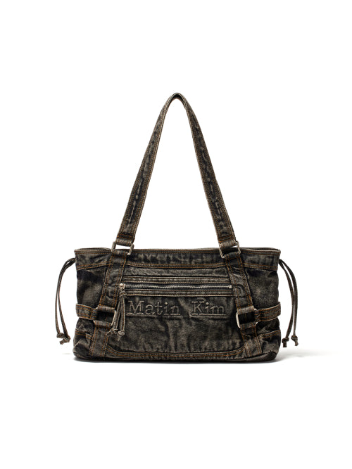 MATIN KIM MATIN WASHED DENIM SQUARE BAG