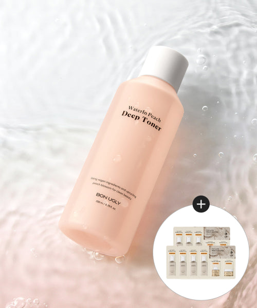 BON UGLY Water in Peach Deep Toner 200ml + 7 firming kelp types (1.5ml x 3) provided