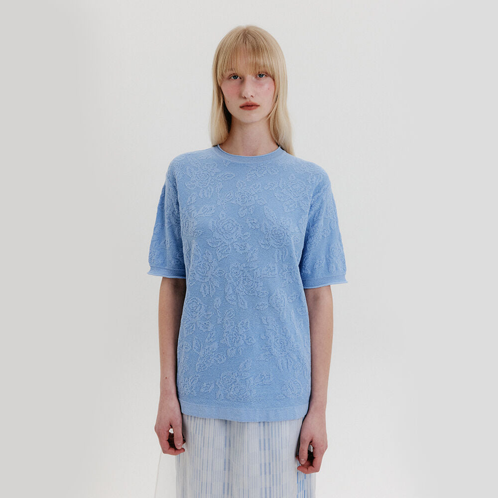 EENK Jacquard Knit Top - Sky Blue