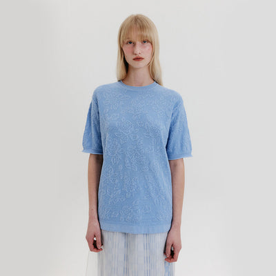 Jacquard Knit Top - Sky Blue