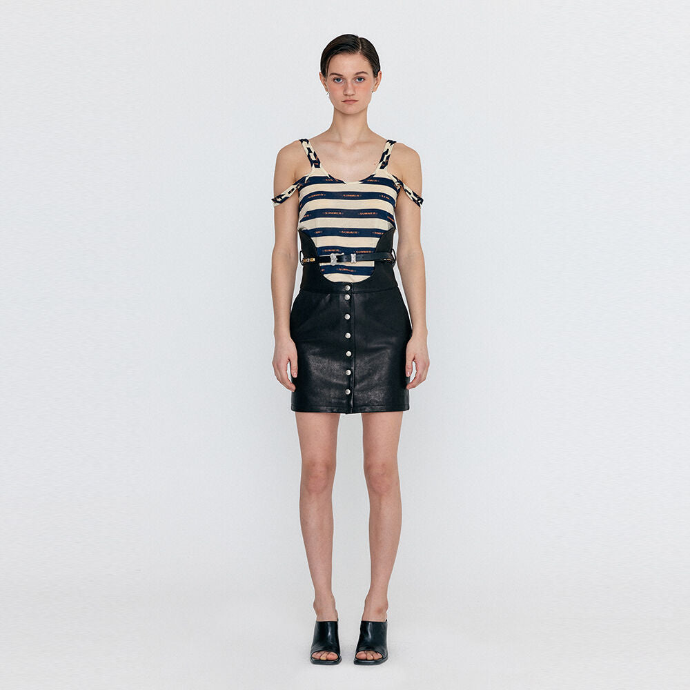 EENK EENK Corset High-Rise Leather Mini Skirt