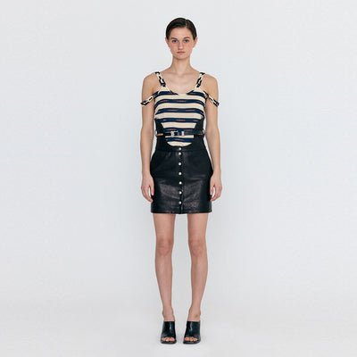 EENK Corset High-Rise Leather Mini Skirt